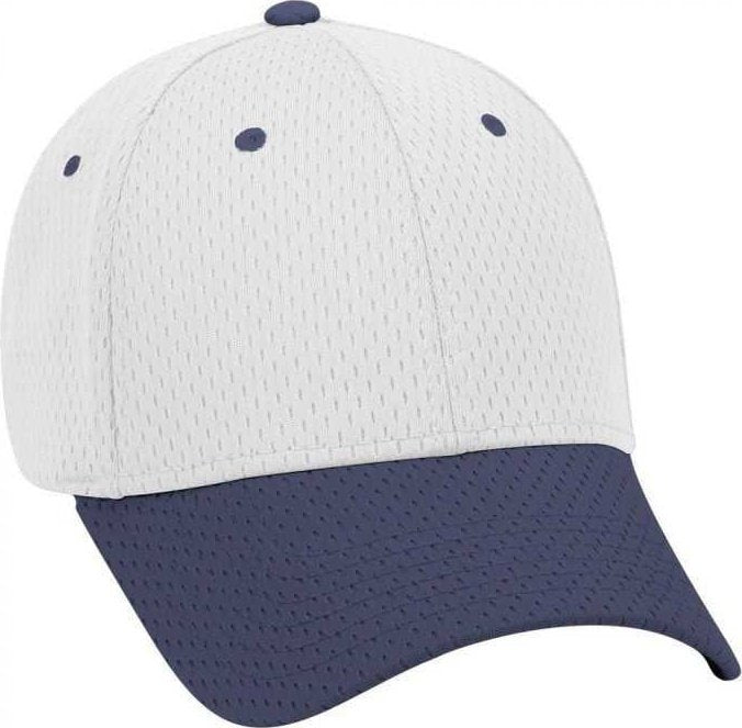 OTTO 19-366 Polyester Pro Mesh Gray Undervisor Low Profile Pro Style Structured Firm Front Panel Cap - Navy White - HIT a Double - 1
