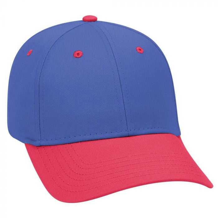 OTTO 19-536 Cotton Twill Low Profile Pro Style Cap with 6 Embroidered Eyelets - Red Royal Royal - HIT a Double - 1