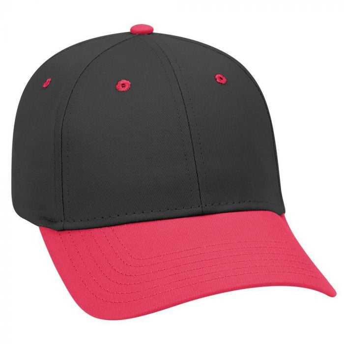 OTTO 19-536 Cotton Twill Low Profile Pro Style Cap with 6 Embroidered Eyelets - Red Black Black - HIT a Double - 1