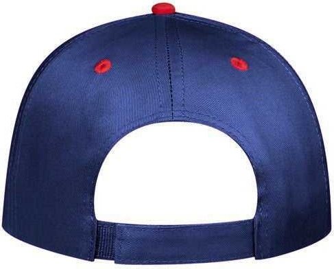 OTTO 19-536 Cotton Twill Low Profile Pro Style Cap with 6 Embroidered Eyelets - Red Navy Navy - HIT a Double - 2