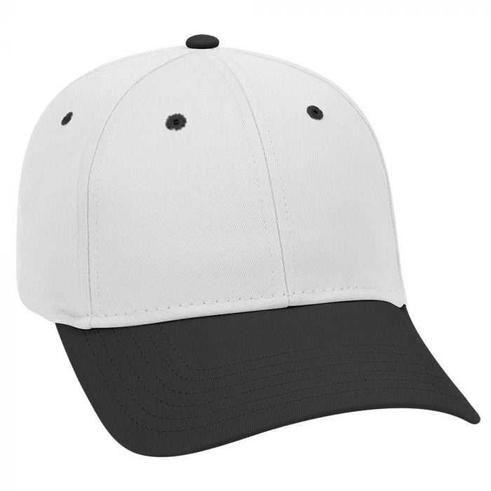 OTTO 19-536 Cotton Twill Low Profile Pro Style Cap with 6 Embroidered Eyelets - Black White White - HIT a Double - 1
