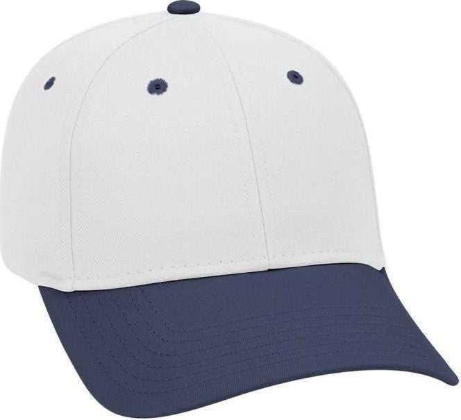 OTTO 19-536 Cotton Twill Low Profile Pro Style Cap with 6 Embroidered Eyelets - Navy White White - HIT a Double - 1