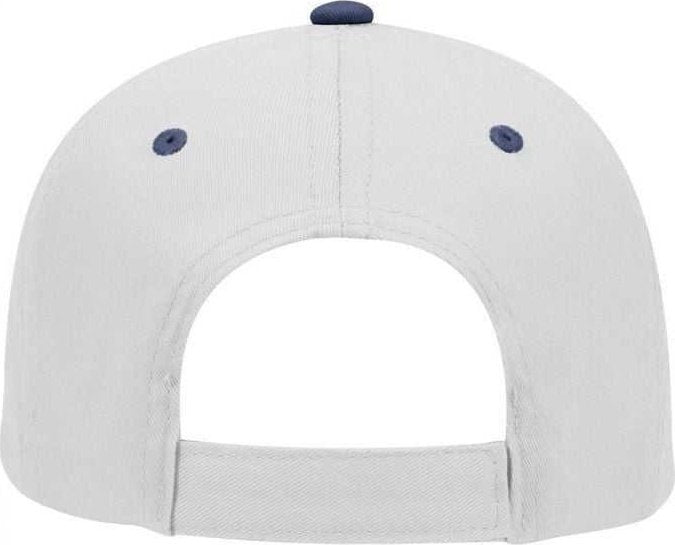 OTTO 19-536 Cotton Twill Low Profile Pro Style Cap with 6 Embroidered Eyelets - Navy White White - HIT a Double - 2