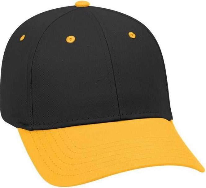 OTTO 19-536 Cotton Twill Low Profile Pro Style Cap with 6 Embroidered Eyelets - Gold Black Black - HIT a Double - 1