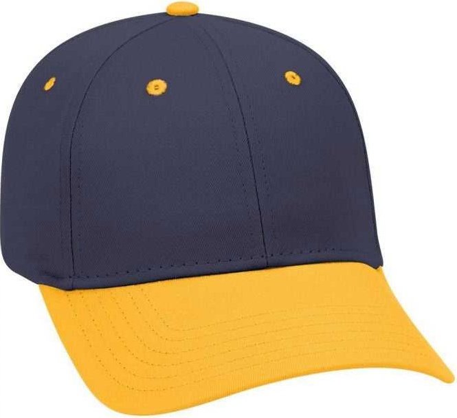 OTTO 19-536 Cotton Twill Low Profile Pro Style Cap with 6 Embroidered Eyelets - Gold Navy Navy - HIT a Double - 1