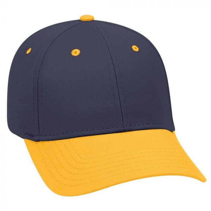 OTTO 19-536 Cotton Twill Low Profile Pro Style Cap with 6 Embroidered Eyelets - Gold Navy Navy - HIT a Double - 1