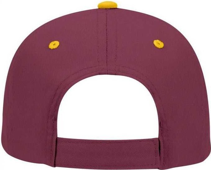 OTTO 19-536 Cotton Twill Low Profile Pro Style Cap with 6 Embroidered Eyelets - Gold Burgandy Maroon Burgandy Maroon - HIT a Double - 2