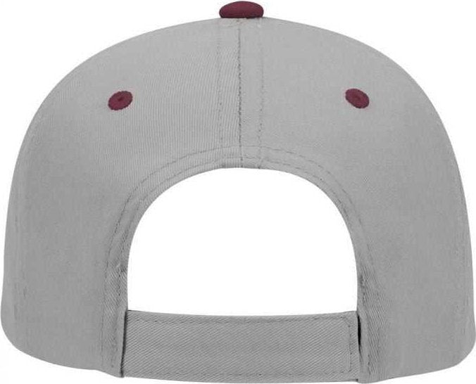 OTTO 19-536 Cotton Twill Low Profile Pro Style Cap with 6 Embroidered Eyelets - Maroon Gray Gray - HIT a Double - 2
