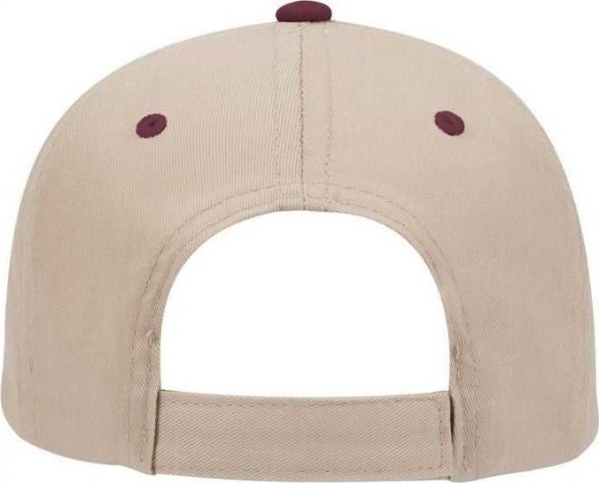 OTTO 19-536 Cotton Twill Low Profile Pro Style Cap with 6 Embroidered Eyelets - Maroon Khaki Khaki - HIT a Double - 2