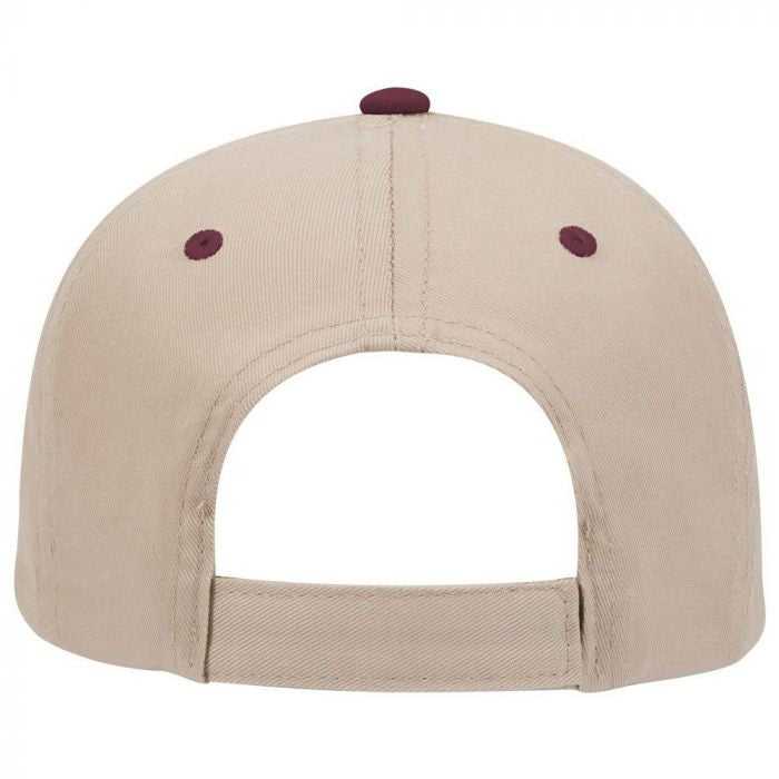 OTTO 19-536 Cotton Twill Low Profile Pro Style Cap with 6 Embroidered Eyelets - Maroon Khaki Khaki - HIT a Double - 1
