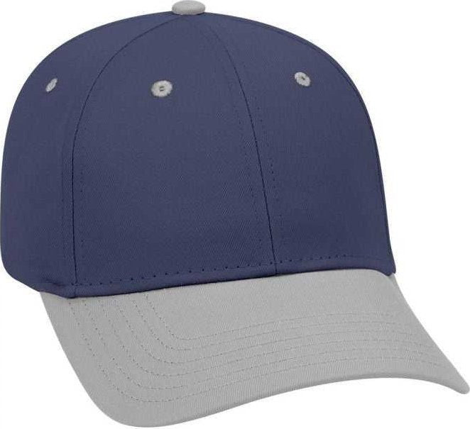 OTTO 19-536 Cotton Twill Low Profile Pro Style Cap with 6 Embroidered Eyelets - Gray Navy Navy - HIT a Double - 1