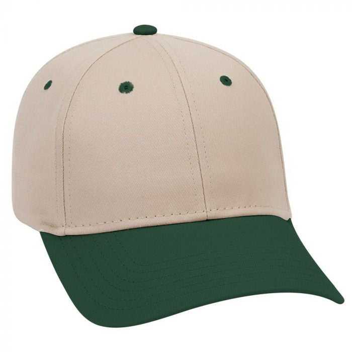 OTTO 19-536 Cotton Twill Low Profile Pro Style Cap with 6 Embroidered Eyelets - Dark Green Khaki Khaki - HIT a Double - 1