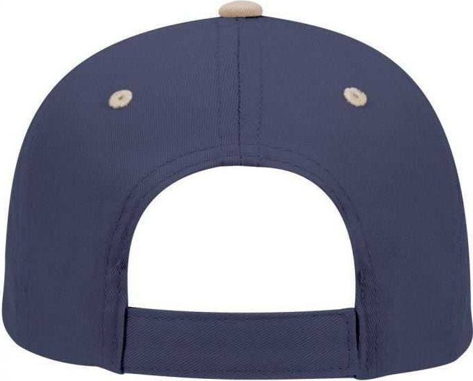 OTTO 19-536 Cotton Twill Low Profile Pro Style Cap with 6 Embroidered Eyelets - Khaki Navy Navy - HIT a Double - 2