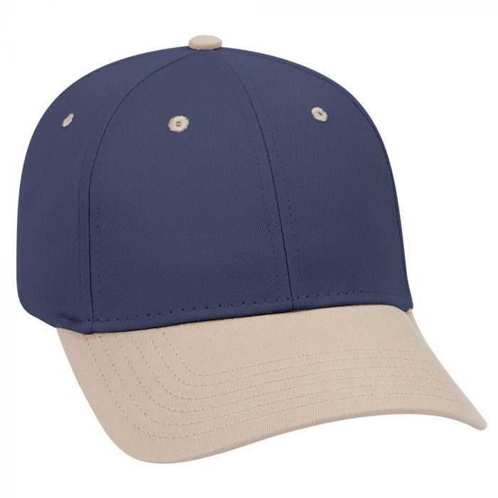 OTTO 19-536 Cotton Twill Low Profile Pro Style Cap with 6 Embroidered Eyelets - Khaki Navy Navy - HIT a Double - 1