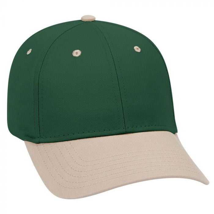 OTTO 19-536 Cotton Twill Low Profile Pro Style Cap with 6 Embroidered Eyelets - Khaki Dark Green Dark Green - HIT a Double - 1