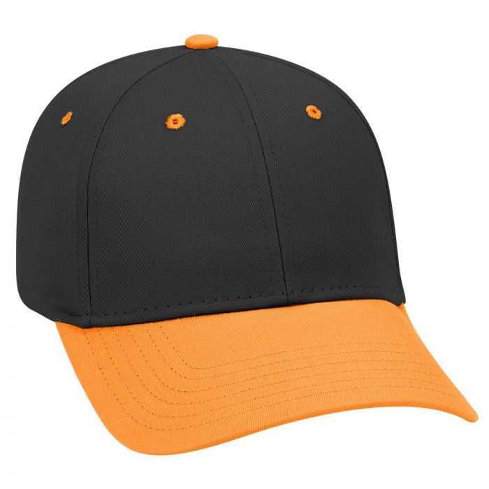OTTO 19-536 Cotton Twill Low Profile Pro Style Cap with 6 Embroidered Eyelets - Orange Black Black - HIT a Double - 1