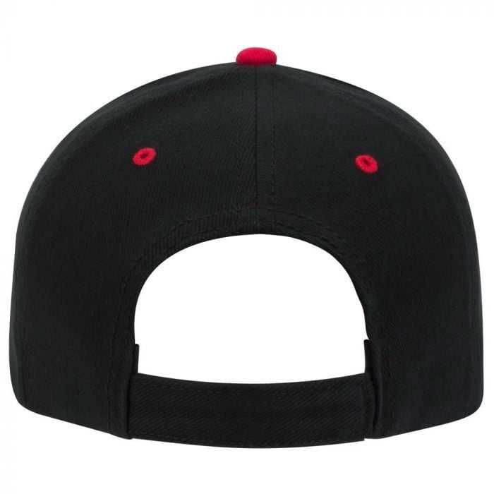 OTTO 23-255 Brushed Bull Denim Sandwich Visor Low Profile Pro Style Cap with Loop Closure - Red Black Black - HIT a Double - 2