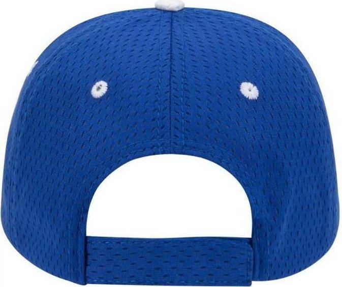 OTTO 23-368 Polyester Pro Mesh Sandwich Visor Low Profile Pro Style Structured Firm Front Panel Cap - Royal Royal White - HIT a Double - 2