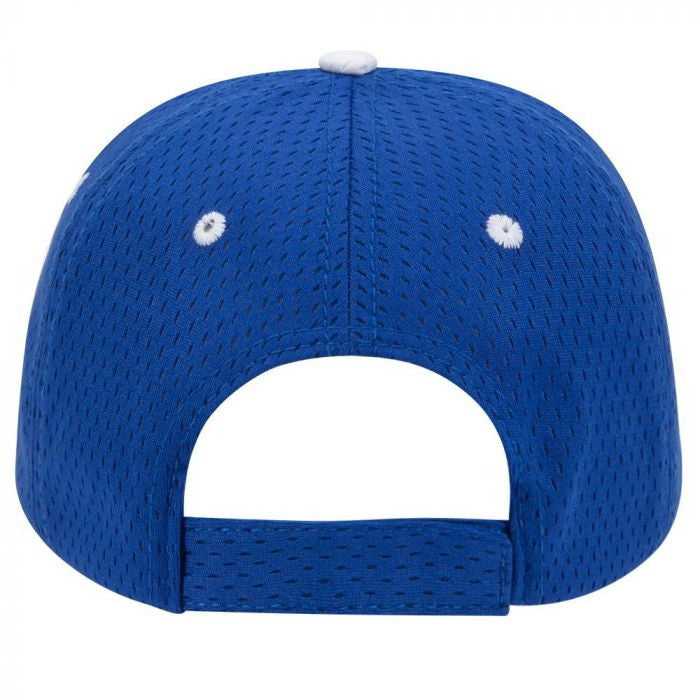 OTTO 23-368 Polyester Pro Mesh Sandwich Visor Low Profile Pro Style Structured Firm Front Panel Cap - Royal Royal White - HIT a Double - 1