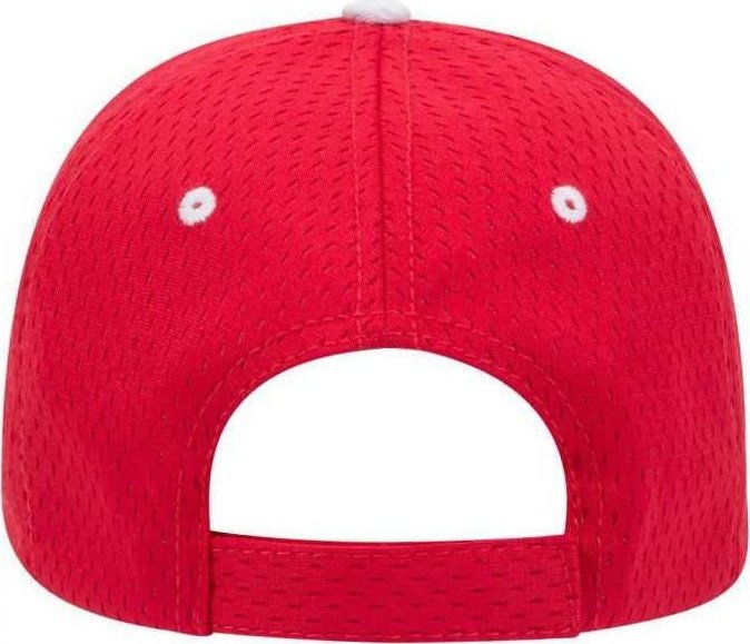 OTTO 23-368 Polyester Pro Mesh Sandwich Visor Low Profile Pro Style Structured Firm Front Panel Cap - Red Red White - HIT a Double - 2