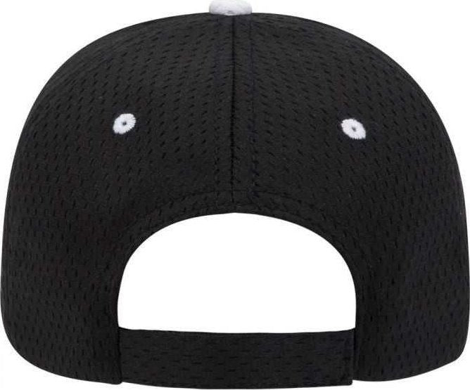 OTTO 23-368 Polyester Pro Mesh Sandwich Visor Low Profile Pro Style Structured Firm Front Panel Cap - Black Black White - HIT a Double - 2