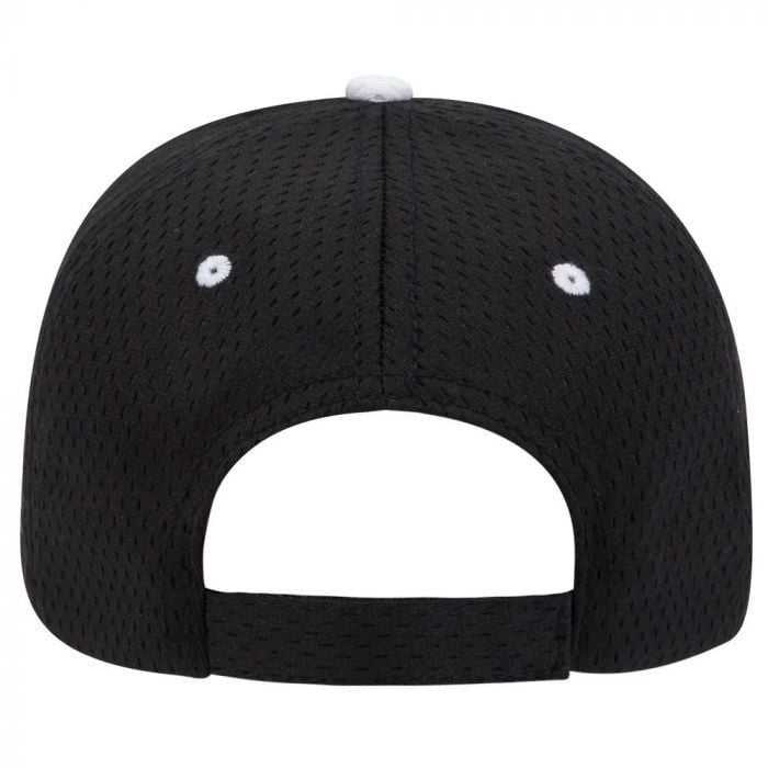 OTTO 23-368 Polyester Pro Mesh Sandwich Visor Low Profile Pro Style Structured Firm Front Panel Cap - Black Black White - HIT a Double - 1