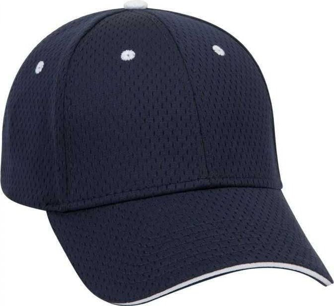 OTTO 23-368 Polyester Pro Mesh Sandwich Visor Low Profile Pro Style Structured Firm Front Panel Cap - Navy Navy White - HIT a Double - 1