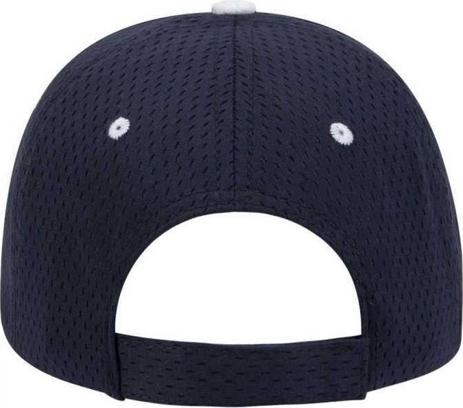 OTTO 23-368 Polyester Pro Mesh Sandwich Visor Low Profile Pro Style Structured Firm Front Panel Cap - Navy Navy White - HIT a Double - 2