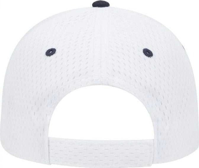 OTTO 23-368 Polyester Pro Mesh Sandwich Visor Low Profile Pro Style Structured Firm Front Panel Cap - White White Navy - HIT a Double - 2