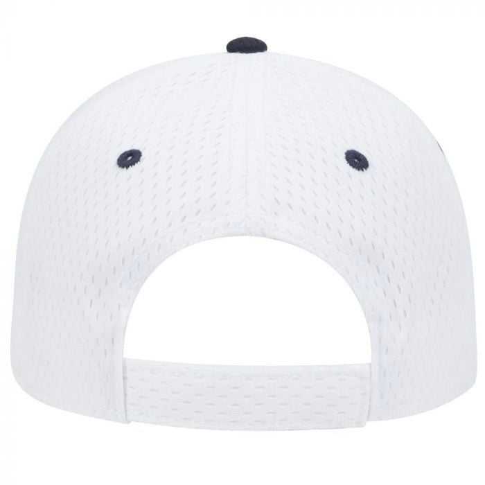 OTTO 23-368 Polyester Pro Mesh Sandwich Visor Low Profile Pro Style Structured Firm Front Panel Cap - White White Navy - HIT a Double - 1