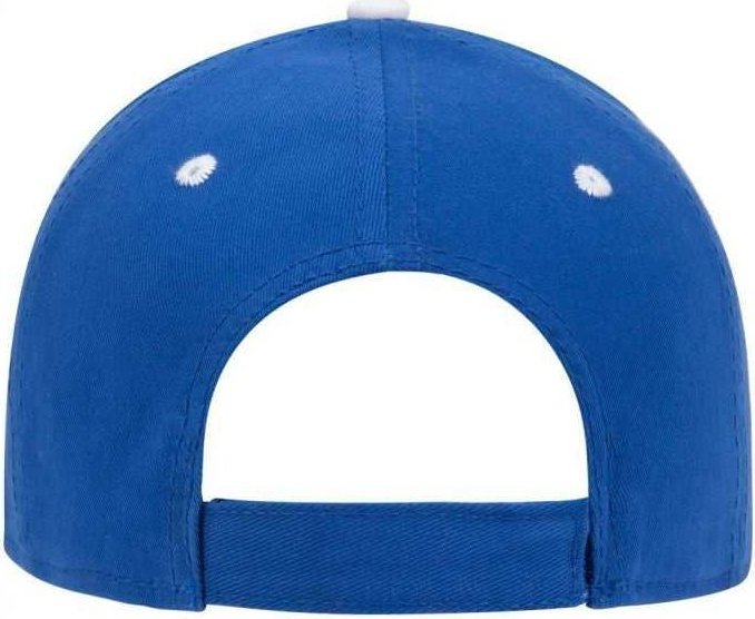 OTTO 23-370 Superior Brushed Cotton Twill Sandwich Visor Low Profile Pro Style Structured Firm Front Panel Cap - Royal Royal White - HIT a Double - 2