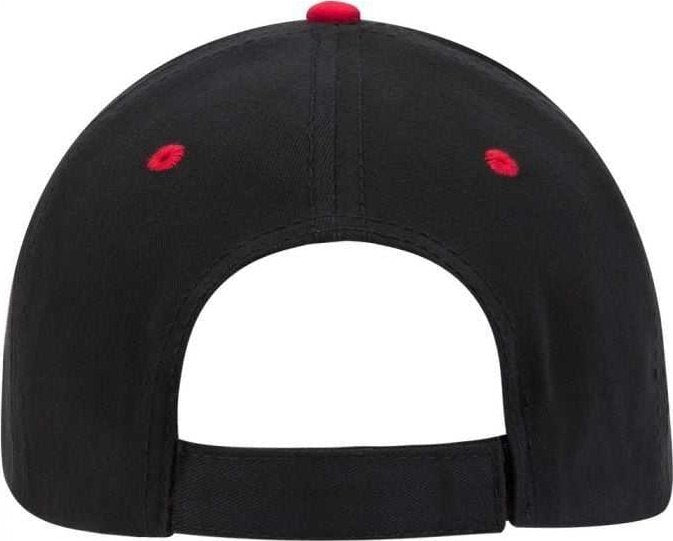 OTTO 23-370 Superior Brushed Cotton Twill Sandwich Visor Low Profile Pro Style Structured Firm Front Panel Cap - Black Black Red - HIT a Double - 2