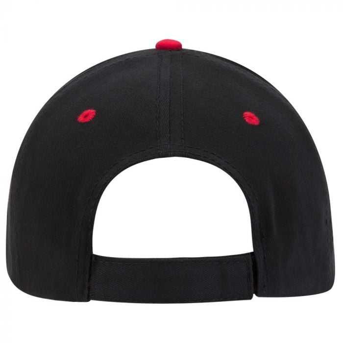 OTTO 23-370 Superior Brushed Cotton Twill Sandwich Visor Low Profile Pro Style Structured Firm Front Panel Cap - Black Black Red - HIT a Double - 1