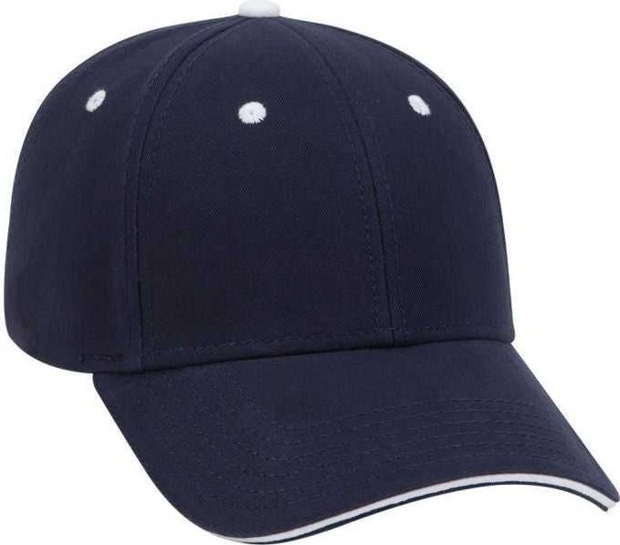 OTTO 23-370 Superior Brushed Cotton Twill Sandwich Visor Low Profile Pro Style Structured Firm Front Panel Cap - Navy Navy White - HIT a Double - 1