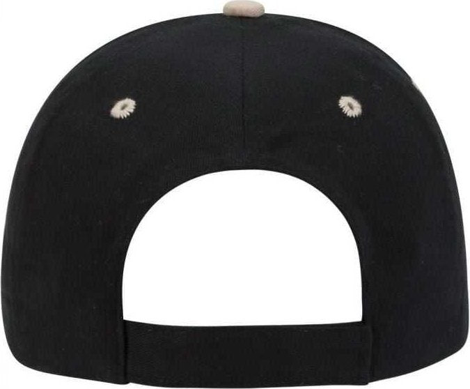 OTTO 23-430 Brushed Cotton Twill Sandwich Visor Low Profile Pro Style Cap with 6 Embroidered Eyelets - Black Black Khaki - HIT a Double - 2