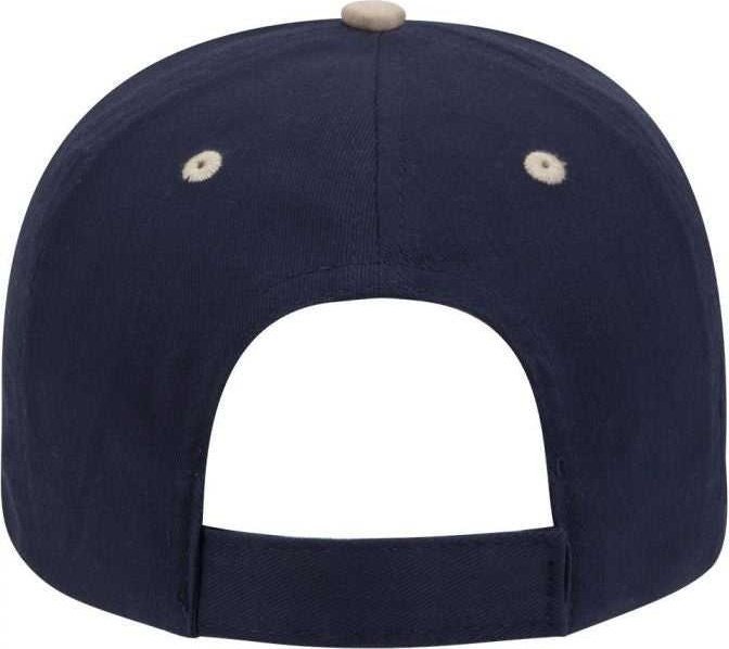 OTTO 23-430 Brushed Cotton Twill Sandwich Visor Low Profile Pro Style Cap with 6 Embroidered Eyelets - Navy Navy Khaki - HIT a Double - 2