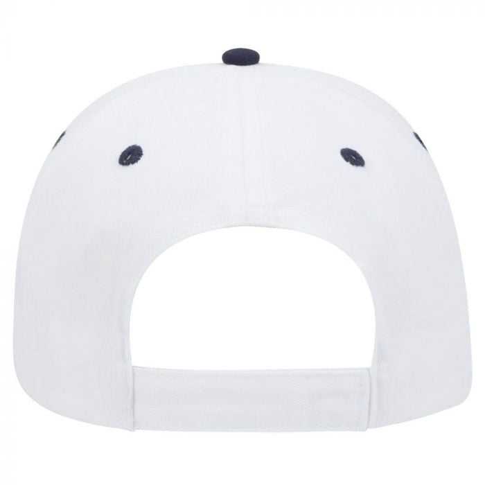 OTTO 23-430 Brushed Cotton Twill Sandwich Visor Low Profile Pro Style Cap with 6 Embroidered Eyelets - White White Navy - HIT a Double - 1
