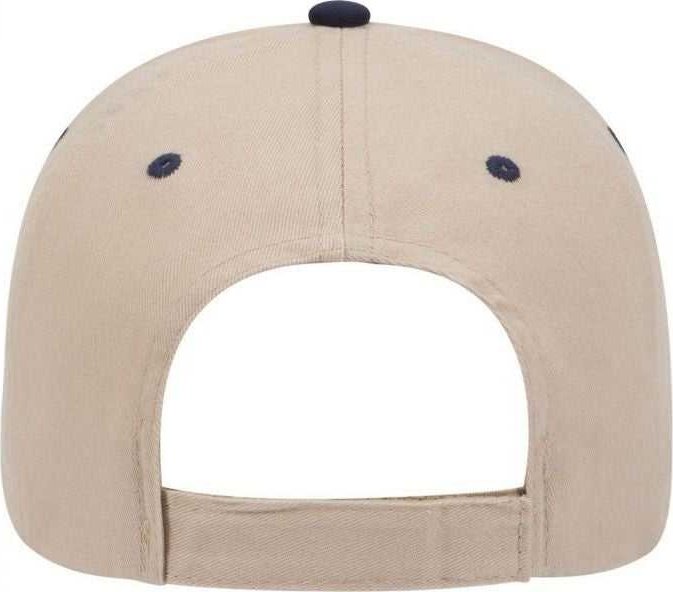 OTTO 23-430 Brushed Cotton Twill Sandwich Visor Low Profile Pro Style Cap with 6 Embroidered Eyelets - Khaki Khaki Navy - HIT a Double - 2