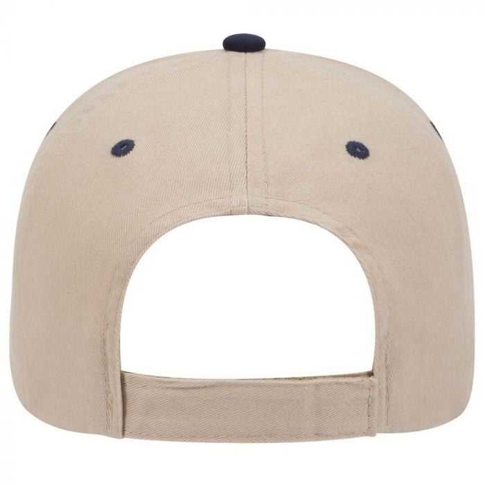 OTTO 23-430 Brushed Cotton Twill Sandwich Visor Low Profile Pro Style Cap with 6 Embroidered Eyelets - Khaki Khaki Navy - HIT a Double - 1