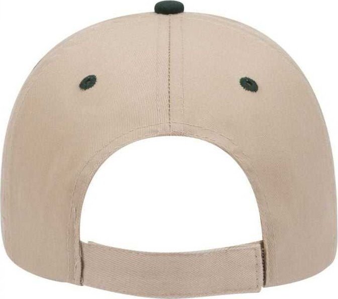 OTTO 23-430 Brushed Cotton Twill Sandwich Visor Low Profile Pro Style Cap with 6 Embroidered Eyelets - Dark Green Khaki Khaki - HIT a Double - 2