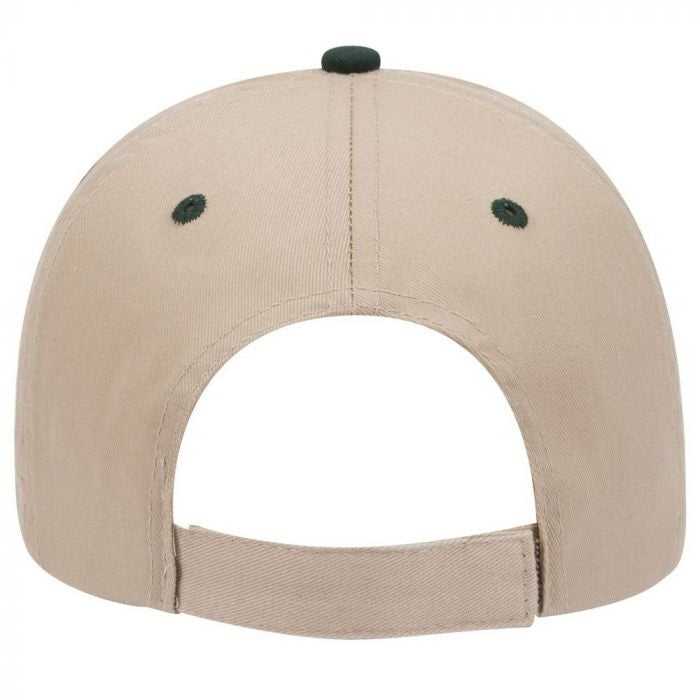 OTTO 23-430 Brushed Cotton Twill Sandwich Visor Low Profile Pro Style Cap with 6 Embroidered Eyelets - Dark Green Khaki Khaki - HIT a Double - 2