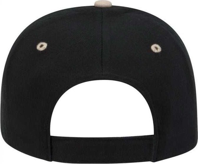 OTTO 23-430 Brushed Cotton Twill Sandwich Visor Low Profile Pro Style Cap with 6 Embroidered Eyelets - Khaki Black Black - HIT a Double - 2