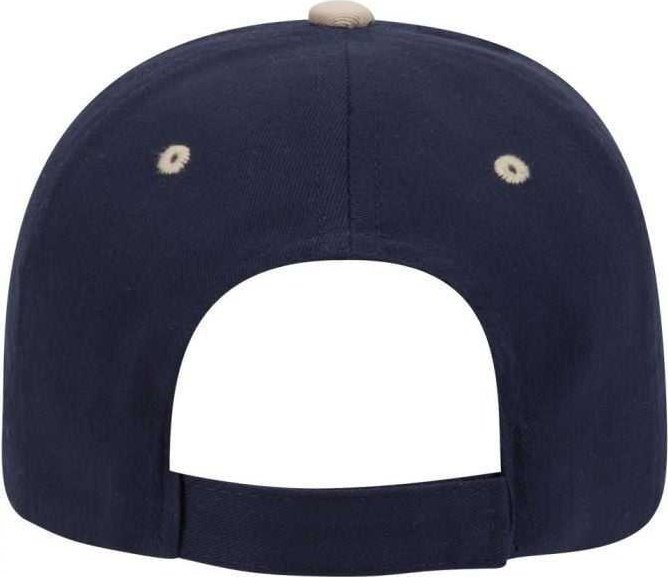 OTTO 23-430 Brushed Cotton Twill Sandwich Visor Low Profile Pro Style Cap with 6 Embroidered Eyelets - Khaki Navy Navy - HIT a Double - 2