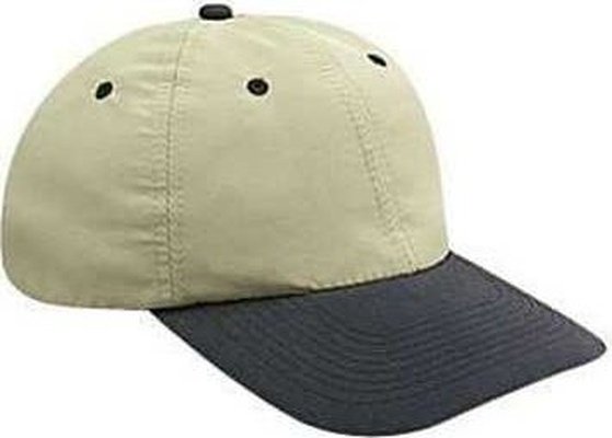 OTTO 24-106 Polyester Microfiber Soft Visor Low Profile Pro Style Cap with 6 Embroidered Eyelets - Black Khaki - HIT a Double - 1