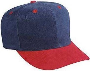 OTTO 27-008 Brushed Bull Denim Pro Style Cap with Fabric Adjustable Strap - Red Navy - HIT a Double - 1