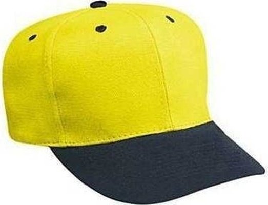 OTTO 27-008 Brushed Bull Denim Pro Style Cap with Fabric Adjustable Strap - Black Yellow - HIT a Double - 1