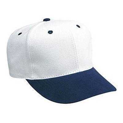 OTTO 27-008 Brushed Bull Denim Pro Style Cap with Fabric Adjustable Strap - Navy White - HIT a Double - 1