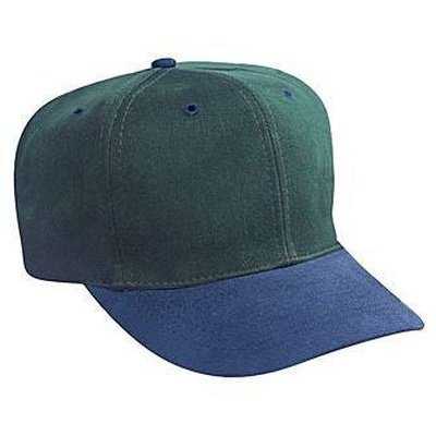 OTTO 27-008 Brushed Bull Denim Pro Style Cap with Fabric Adjustable Strap - Navy Dark Green - HIT a Double - 1