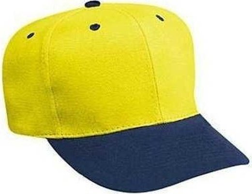 OTTO 27-008 Brushed Bull Denim Pro Style Cap with Fabric Adjustable Strap - Navy Yellow - HIT a Double - 1