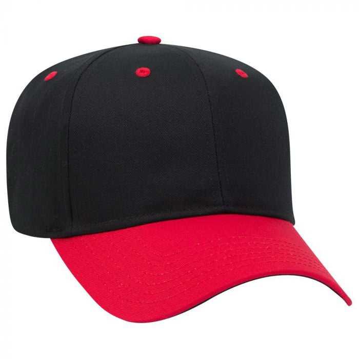 OTTO 27-079 Twill 8 Rows Stitching Pro Style Cap - Red Black - HIT a Double - 1